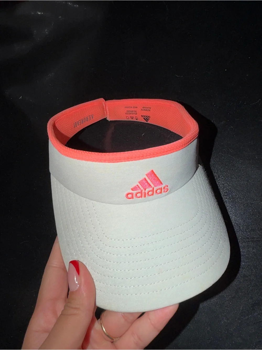 adidas White Visor with Coral Pink Trim